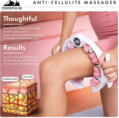 Anti Cellulite Roller & Lymphatic Drainage Massager | Deep Tissue Fascia Blaster & Muscle Roller | Tool for Sore Arms, Legs, Shoulders, Stomach & Buttocks (Pink)