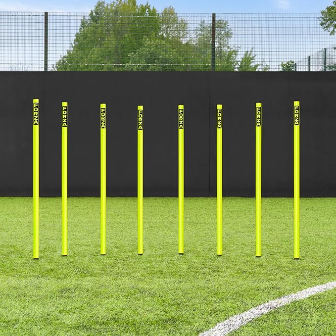 FORZA Slalom Agility Poles | Improve Endurance, Speed & Footwork | Color, Size & Rubber Base Options Available [8 Pack]