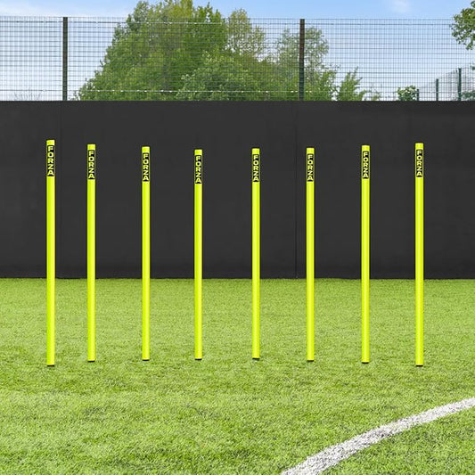 FORZA Slalom Agility Poles | Improve Endurance, Speed & Footwork | Color, Size & Rubber Base Options Available [8 Pack]