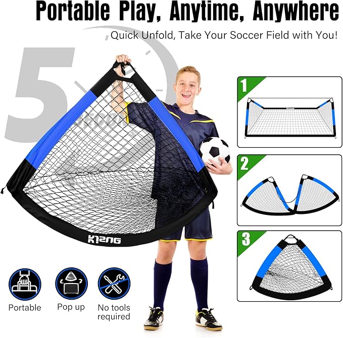 Kids Soccer Goal for Backyard Set - 2 of 6x4 ft Soccer Goals Training Equipment, Soccer Net for Kids Age 3-5 6-8 8-10 10-12, Ball, Targets for Toddler Kid Youth Soccer Games Sports Outdoor Play