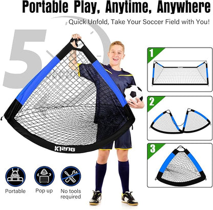 Kids Soccer Goal for Backyard Set - 2 of 6x4 ft Soccer Goals Training Equipment, Soccer Net for Kids Age 3-5 6-8 8-10 10-12, Ball, Targets for Toddler Kid Youth Soccer Games Sports Outdoor Play