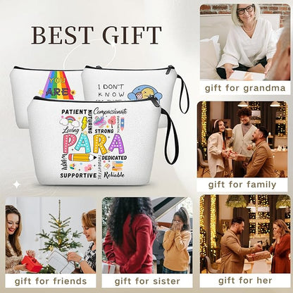 Paraprofessional Para Graduation Appreciation Thank You Funny Birthday Farewell Gifts Small Makeup Cosmetic Bag for Women Female Coworker Friend Assistant Paraeducator from Teacher