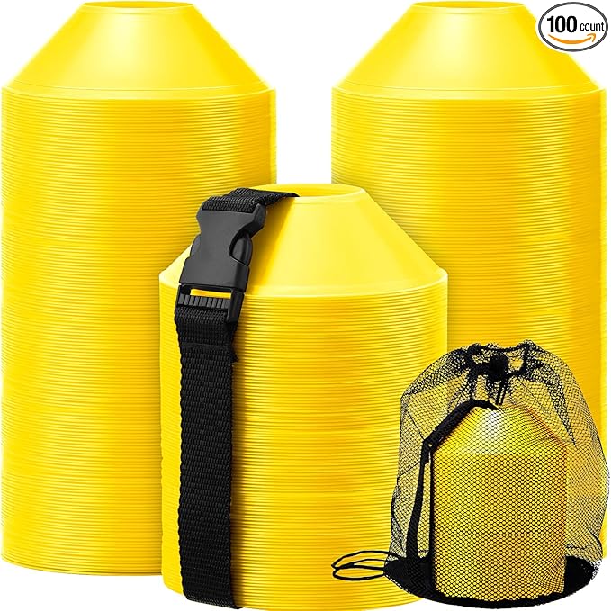 Hanaive 100 Pieces Mini Soccer Cones for Sport Drills 5 Inch Agility Disc Cones with Accessories for Kids Football Training