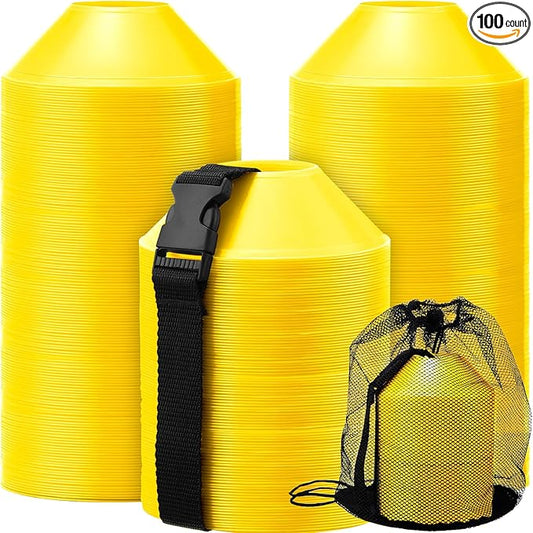 Hanaive 100 Pieces Mini Soccer Cones for Sport Drills 5 Inch Agility Disc Cones with Accessories for Kids Football Training