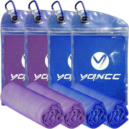YQXCC Cooling Towels | 4 Pack 40"x12" | Cool Cold for Neck | Microfiber Soft Breathable Chilly | for Yoga, Golf, Gym, Camping, Running, Workout & More Activities