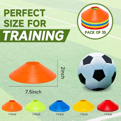 35/65/105 PCS Agility Soccer Cones for Training, Reusable Sports Cones for Drills with Mesh Bag, Training Cones for Soccer Practice, Football, Basketball - Disc Cones Training Equipment