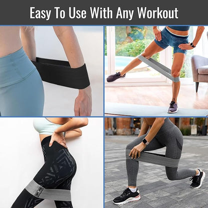 Healthsmart Fabric Resistance Bands, Targets Abs, Glutes, Quads, Calves, Hamstrings, 3 Bands with Variable Resistance Levels, Minimum 15lbs and Maxes at 70lbs, Travel Case & Exercises Included