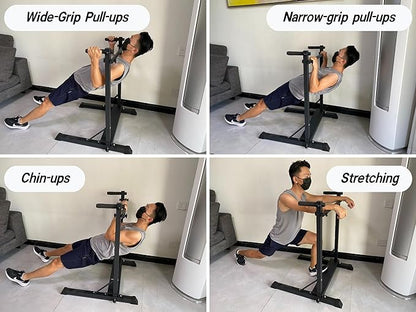 3-in-1 Dip Station, Bulgarian Split Squat & Calf Raise Stand with Heavy Duty Steel Frame | Home Gym Full Body Training Equipment