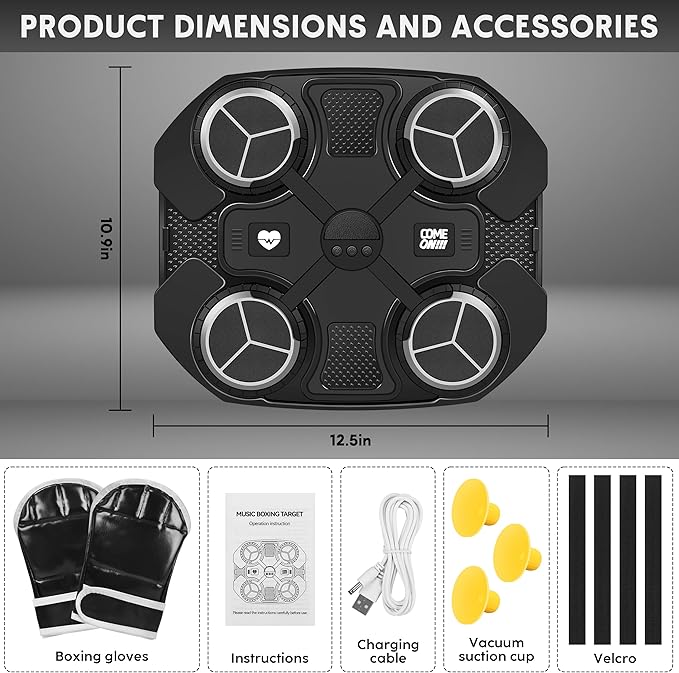 Music Boxing Machine Sport Toys for Kids and Adults,Wall Mounted Bluetooth Smart Punching Target,Training Pad Toy with Boxing Glove,Ideas Toys for Boys Girls Kids 3 4 5 6 7 8 9 10 11 12+ Years Old