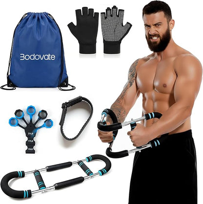Twister Arm Trainer, Adjustable Home Workout Equipment for Men & Women, Home Gym Chest Trainer, Muscle Builder & Strength Training for Arms, with 2 Springer, Finger Stretcher, Gloves