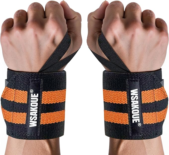WSAKOUE Weightlifting Wrist Wraps - 18" Professional Wrist Support with Heavy-Duty Thumb Loop for Powerlifting, Bench Press & Strength Training- Adjustable Gym Wrist Straps for Men & Women