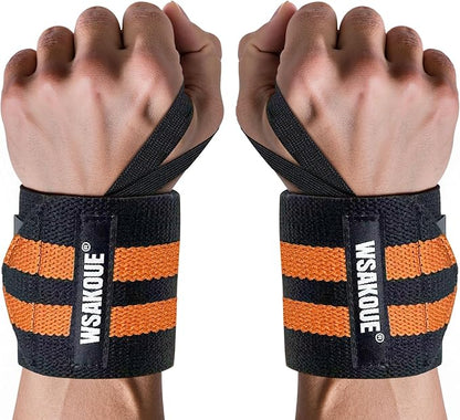 WSAKOUE Weightlifting Wrist Wraps - 18" Professional Wrist Support with Heavy-Duty Thumb Loop for Powerlifting, Bench Press & Strength Training- Adjustable Gym Wrist Straps for Men & Women