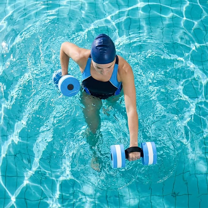 Aquatic Exercise Dumbell Set of 2 - Water Aerobic Exercise Foam Dumbbells Pool Resistance Fitness Equipment for Weight Loss