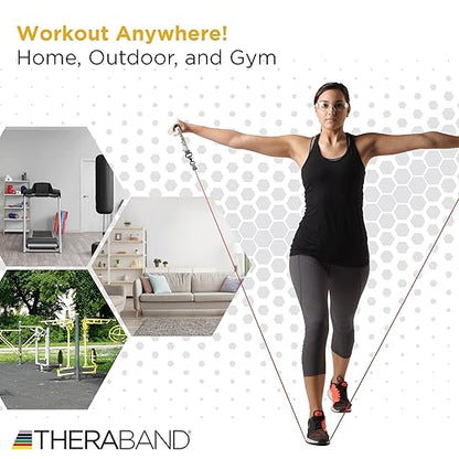 THERABAND Resistance Tubing with Connectors for Wall, Rehab & Wellness Station, Light Level 2, Set of 2, 18-Inch Yellow Tubing for Physical Therapy, Exercise, Rehab, Clinics & Pilates, Latex Tubes