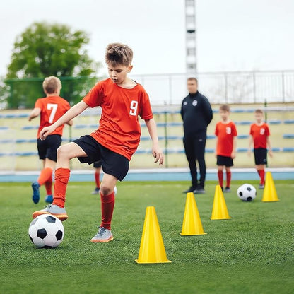 24pcs Cones 9 Inch Soccer Cones and Plastic Traffic Cones, Durable Cones for Sports Training, Ideal for Soccer, Basketball, Football, Skating, and Agility Drills Practice