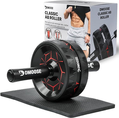 DMoose Fitness Ab Roller Wheel with Elbow Support & 2 Knee Pads - Abdominal Exercise Trainer for Core Strength Training - Ultimate Abs Workout Equipment for Home and Gym - Ab Machine for Men & Women
