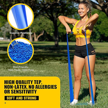 HPYGN 3 Levels Non-Latex Exercise Bands for Physical Therapy & Yoga, Professional Resistance Bands Set for Working Out, Strength Training, Pilates & Rehab, TPE Elastic Stretch Bands for Seniors, Women