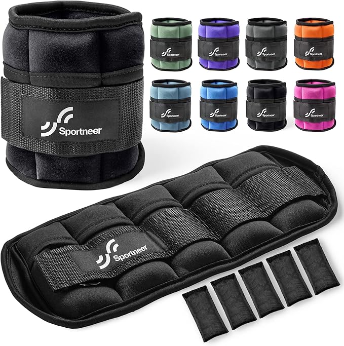 Sportneer Adjustable Ankle/Wrist Weights for Men Women Kids, Weighted Leg & Cuff Strength Training for Yoga Walking Running Aerobics Gym Fitness Physical Therapy