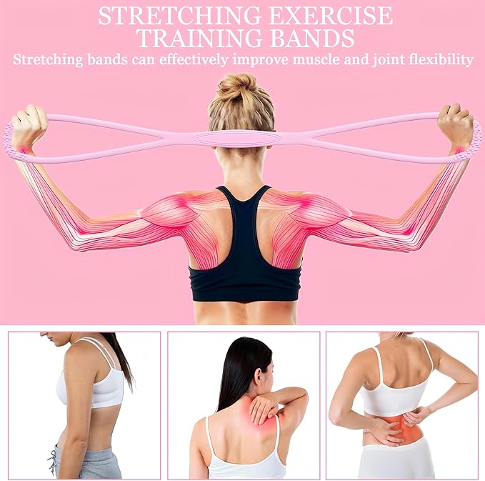 Figure 8 Fitness Resistance Band,Elastic Bands for Leg,Glute,Arm,Back Training Elastic Rope,Workout Chest/Shoulder Stretch Band,Home Gym Exercise Equipment for Yoga,Pilates,Stretching,Physical Therapy