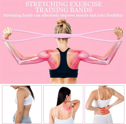 Figure 8 Fitness Resistance Band,Elastic Bands for Leg,Glute,Arm,Back Training Elastic Rope,Workout Chest/Shoulder Stretch Band,Home Gym Exercise Equipment for Yoga,Pilates,Stretching,Physical Therapy