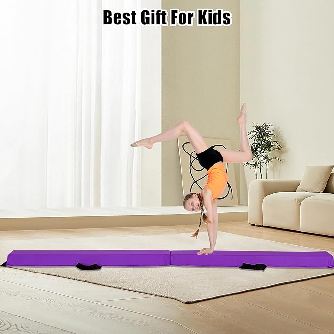 MARFULA 6 FT / 8 FT / 9 FT / 10 FT Folding Gymnastic Balance Beam for Kids with Carry Bag for Home and Club Use