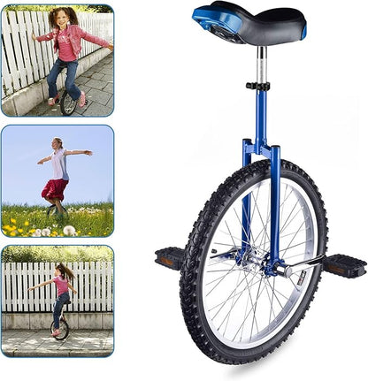 AW 16/18/20/24 Inch Wheel Outdoor Unicycle Adjustable Seat Exercise Bicycle Fit Adults Kids Outdoor Sports Fitness Exercise, for Choice