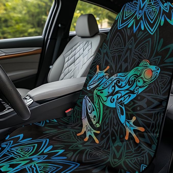 Bulopur Frog Sweat Towel Car Seat Cover Boho Mandala Post-Work Running Athletic Beach Towel Machine Washable Lightweight Breathable Floral Car Interior Accessories