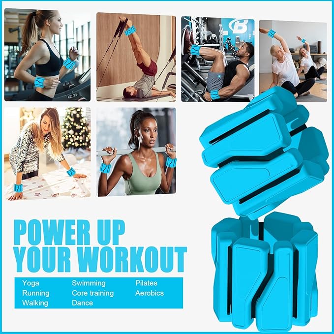 ADLIFE Adjustable Wrist Ankle Weights for Women Men Kids, 2 Lbs Wearable Arm Leg Weights Set of 2(1 Lb Each), Weighted Wristbands Exercise Weights for Walking Running Pilates Yoga Home Gym Workout