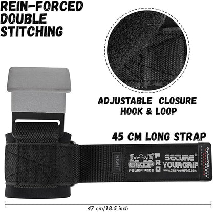 Weight Lifting Rod Hooks Heavy Duty Wrist Wraps Power Weight Lifting Training Gym Grips Straps Set of 2