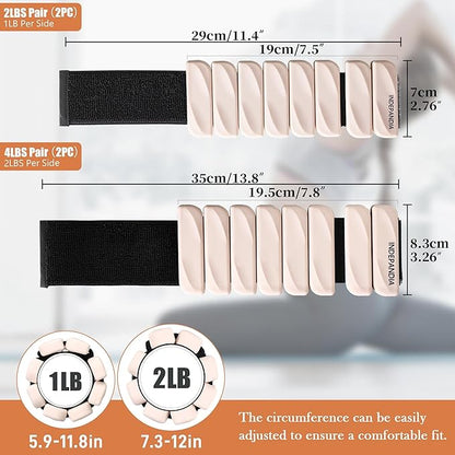 Wrist & Ankle Weights for Women and Men, 2lbs/4lbs Pairs Adjustable Silicone Weighted Bangles for Arm & Leg Workouts, Perfect for Pilates, Barre, Yoga, Walking & Home Fitness 24055