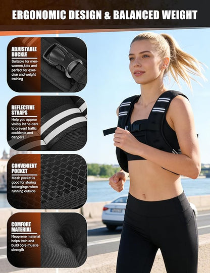 Henkelion Weighted Vest Weight Vest for Men Women Kids Weights Included, Body Weight Vests Adjustable for Running, Training Workout, Jogging, Walking