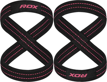RDX Weight Lifting Straps Figure 8, Anti Slip Strap with Cuffs Wrist Support for Gym Workout Deadlift Powerlifting Bodybuilding Weightlifting, Fitness Strength Training, Hand Bar Grip for Men