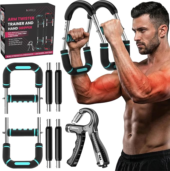 Twister Arm Trainer, Adjustable Dual Resistance (30-90, 90-120 Lbs) Upper Body Chest Exerciser And Hand Grip Strength Trainer, Portable Training Equipment For Chest & Arm Workout, Best For Home Gym