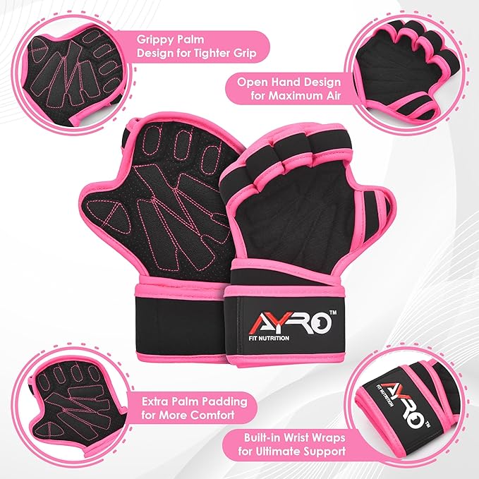 AYRO Workout Gloves for Men & Women – Gym Gloves for Men, Weight Lifting Gloves, with Wrist Support, Breathable Palm Padding, Non-Slip Grip – Ideal for Gym, Fitness, Cross Training, Cycling Gloves