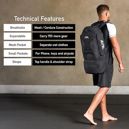 Elite Sports Jiu Jitsu BJJ Jaco Expandable Gym Duffel Backpack Bag for MMA, BJJ, Jiu Jitsu, Boxing Gear, Duffel Athletic Bag