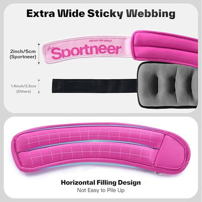 Sportneer Ankle Weights 0.5/1/2/3/5 LBS 1 Pair Wrist Leg Arm Weights for Women Men Kids Child with Adjustable Straps, Strength Weighted for Jogging Running Walking Fitness Gym Workout