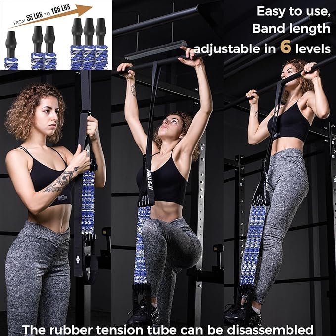 Innstar Pull Up Assistance Bands, Heavy Duty Resistance Band for Pull Up Assist, Adjustable Resistance 165-265lbs with Fabric Feet/Knee Rest, Pull Up Bands Assistance Bands