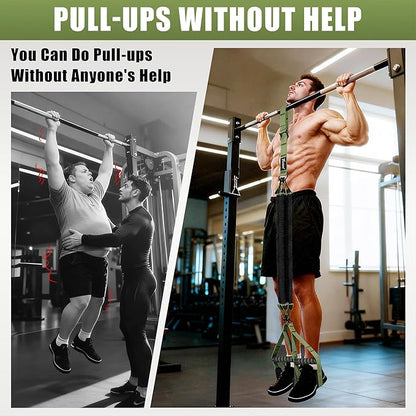 Pull Up Assistance Bands, Heavy Duty Resistance Bands with Handles, Exercise Band with Door Anchor, Adjustable Workout Band Set for Pull Up Bar, Full Body Strength&Muscle Training, Recovery, Home Gym