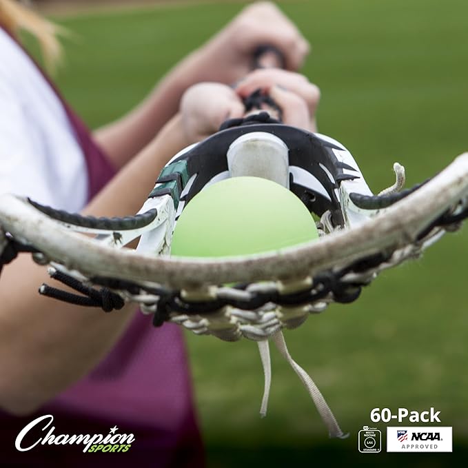 Champion Sports Lacrosse Balls – Official Size SEI Certified, Multi-Color Packs of 3, 6, or 12 for Practice & Games