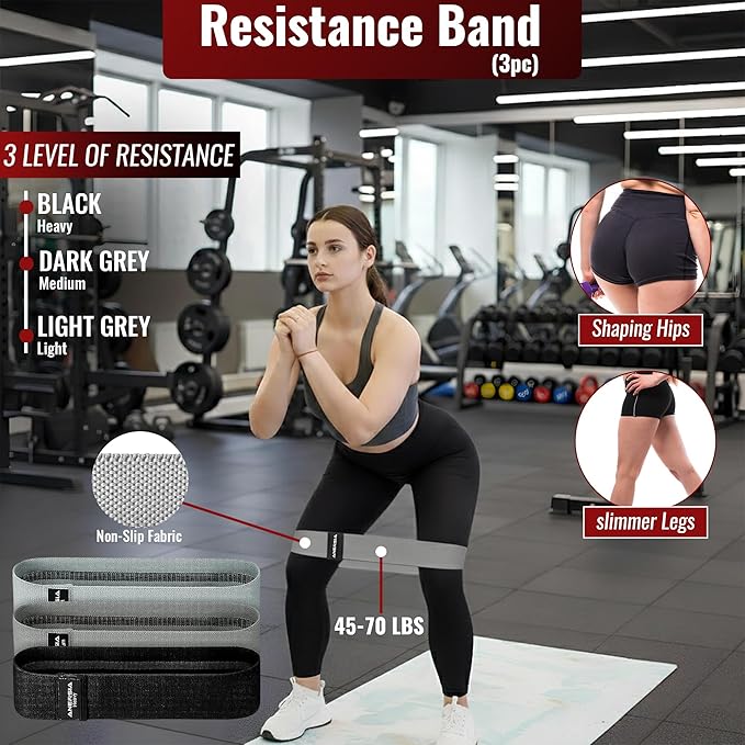 10 in 1 Barbell Pad Set for Squats & Hip Thrust – Barbell Pad with Resistance Bands, Lifting Straps, Ankle Straps & Barbell Clamps – Weightlifting Accessories Kit for Home Gym