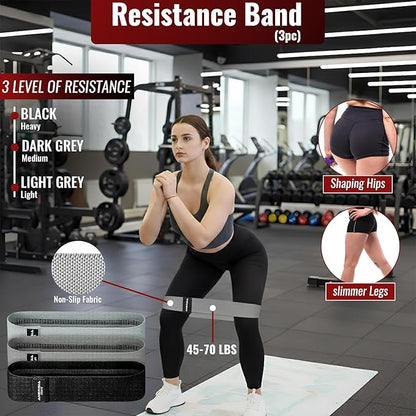 10 in 1 Barbell Pad Set for Squats & Hip Thrust – Barbell Pad with Resistance Bands, Lifting Straps, Ankle Straps & Barbell Clamps – Weightlifting Accessories Kit for Home Gym