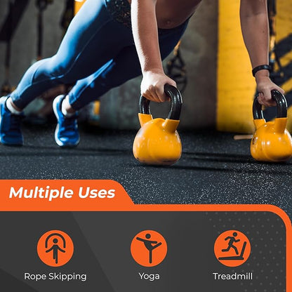 SUPERJARE 0.4'' Thick 6 Pcs 24 Sq Ft Rubber Top Exercise Equipment Mats, High Density EVA Foam Mats with Rubber Top, Interlocking Gym Flooring for Home Gym, Protective Workout Mat, Black/Blue