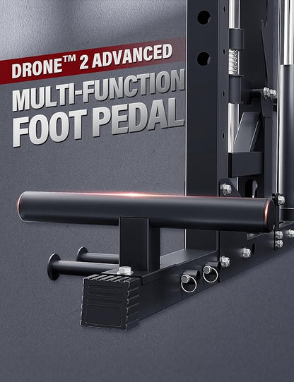 Major Fitness Drone2 Advanced Training Smith Machines– All-in-One Home Gym Squat Rack with Aluminum Pulley Set , Weight Bar, Dual LAT Pull-Down Systems & Cable Crossover Machine for Full-Body Workouts