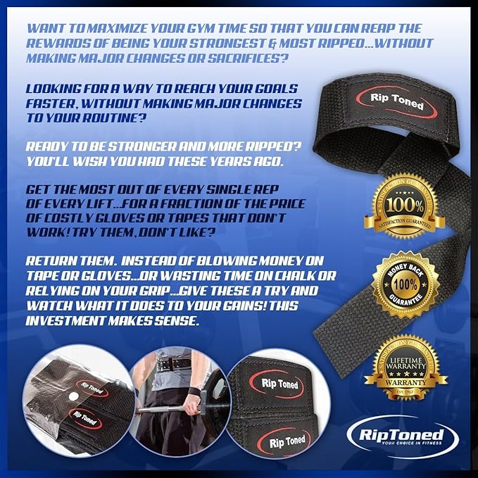 Rip Toned Wrist Wraps & Lifting Straps Combo – Dynamic Duo Push & Pull Support for Weightlifting – Wrist Support Wraps + Padded Grip Straps for Bench, Deadlifts, Rows & Pull-Ups (Men & Women)