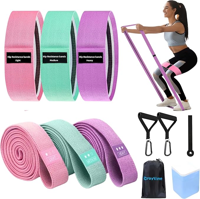 Pull Up Bands Resistance Bands Set for Working Out,8 PC Long Exercise Bands & Fabric Booty Bands for Training Hip Thigh Glute Fitness,Home Workouts,Physical Therapy for Men Women
