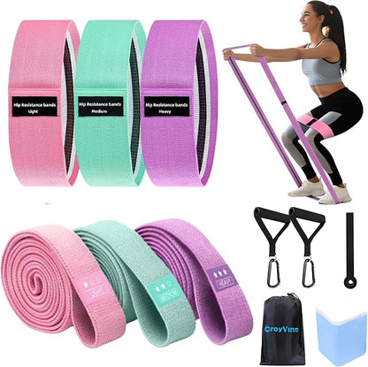 Pull Up Bands Resistance Bands Set for Working Out,8 PC Long Exercise Bands & Fabric Booty Bands for Training Hip Thigh Glute Fitness,Home Workouts,Physical Therapy for Men Women