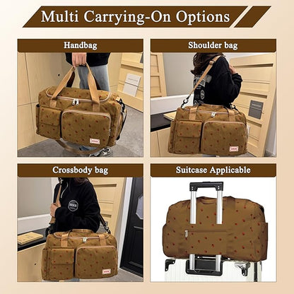 Small Gym Bags for Women, Travel Duffle Bag with Shoes Compartment, 4 in 1 Carry on Weekender Overnight Bag with Dry Wet Separated Pocket, Sport Gym Tote Bag for Yoga, Dance, Swimming, Workout, Ballet