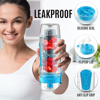 Zulay Fruit Infuser Water Bottle - 34oz - Leakproof With Full-Length Infusion Rod - Men Women's Ideal Fitness Gift Or For Gym, Camping