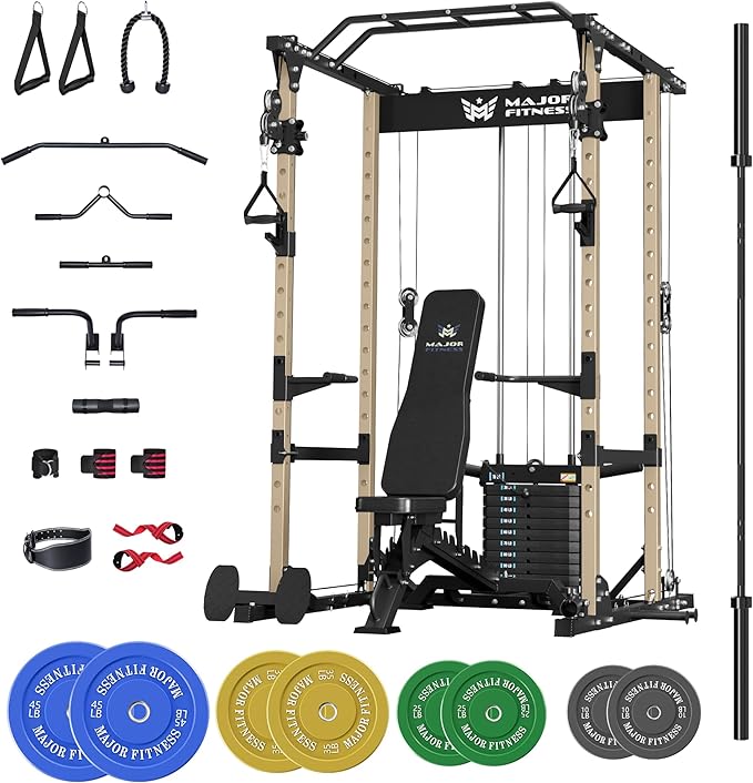 MAJOR FITNESS Drone1 Power Cage - Multi-Function Power Rack for Home Gym, Squat Rack, Cable Crossover System, for Strength Training