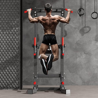 soges Pull Up Bar Dip Station, Power Tower with A Backrest, Adjustable Height Pull Up Bar Stand, Multi-Function Home Gym Strength Training